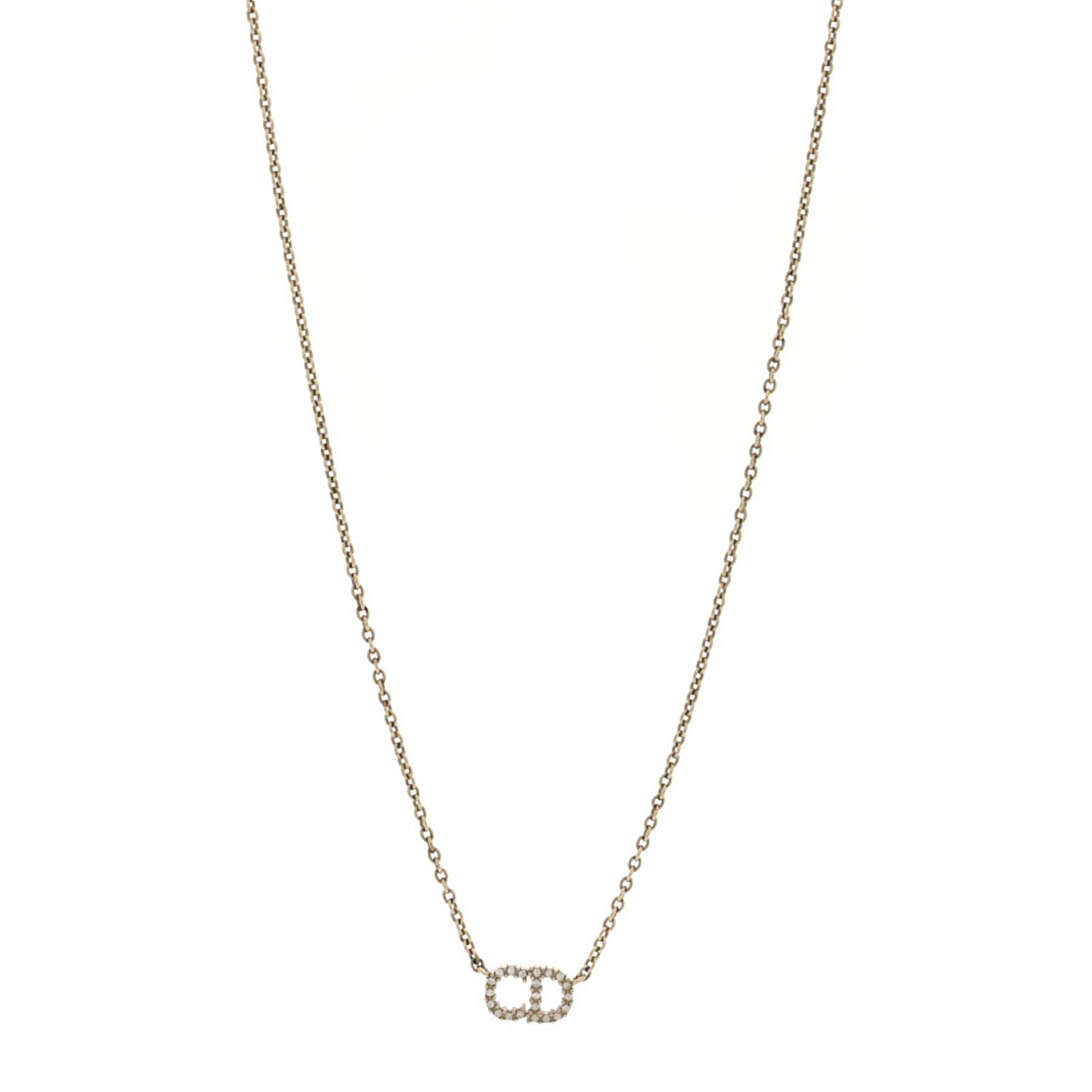 Christian Dior Metal Crystal CD Necklace Gold 1854400 – FASHIONPHILE