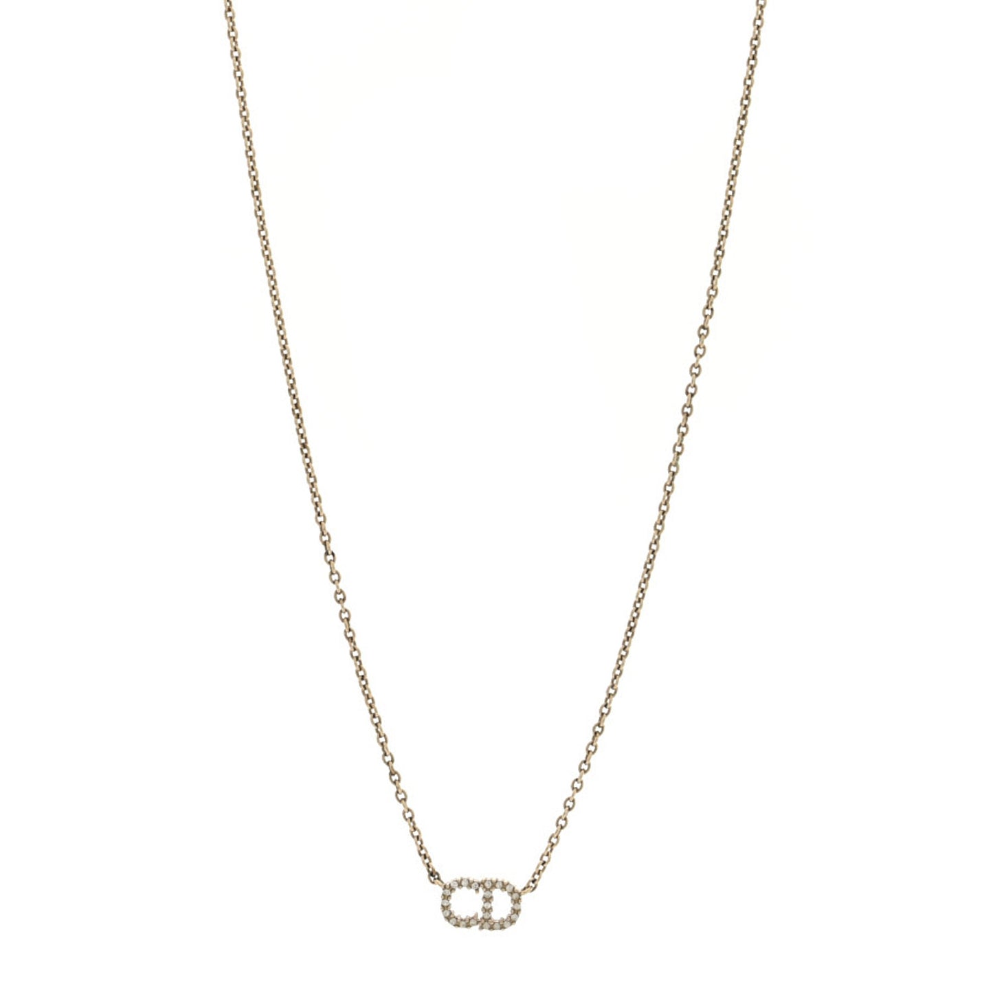 Metal Crystal CD Necklace Gold