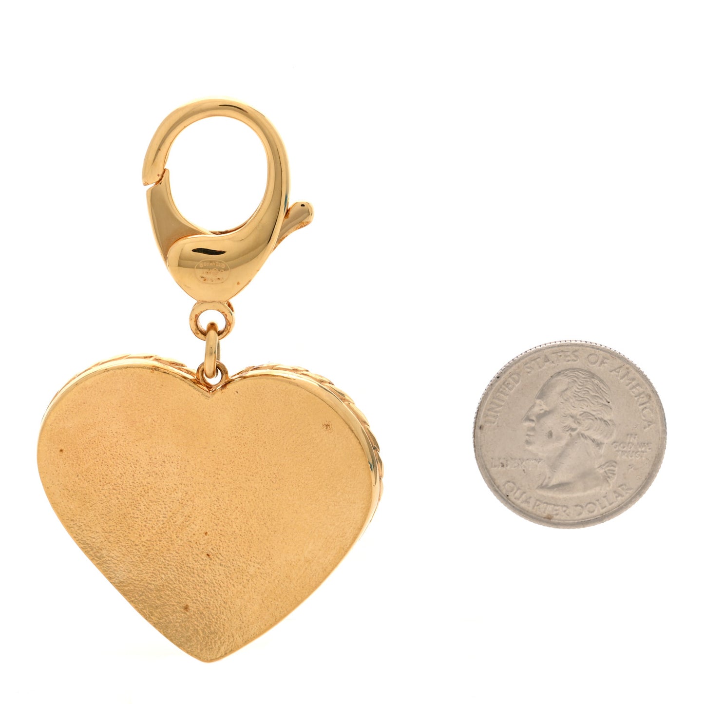 Metal Enamel CC Denim Heart Bag Charm Gold Blue