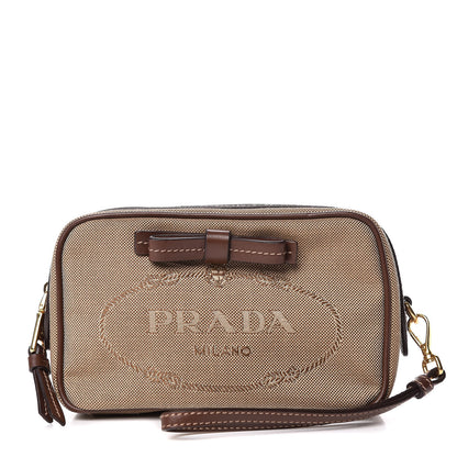 Prada Jacquard Logo Contenitore Wristlet Corda Bruciato 1 of 10