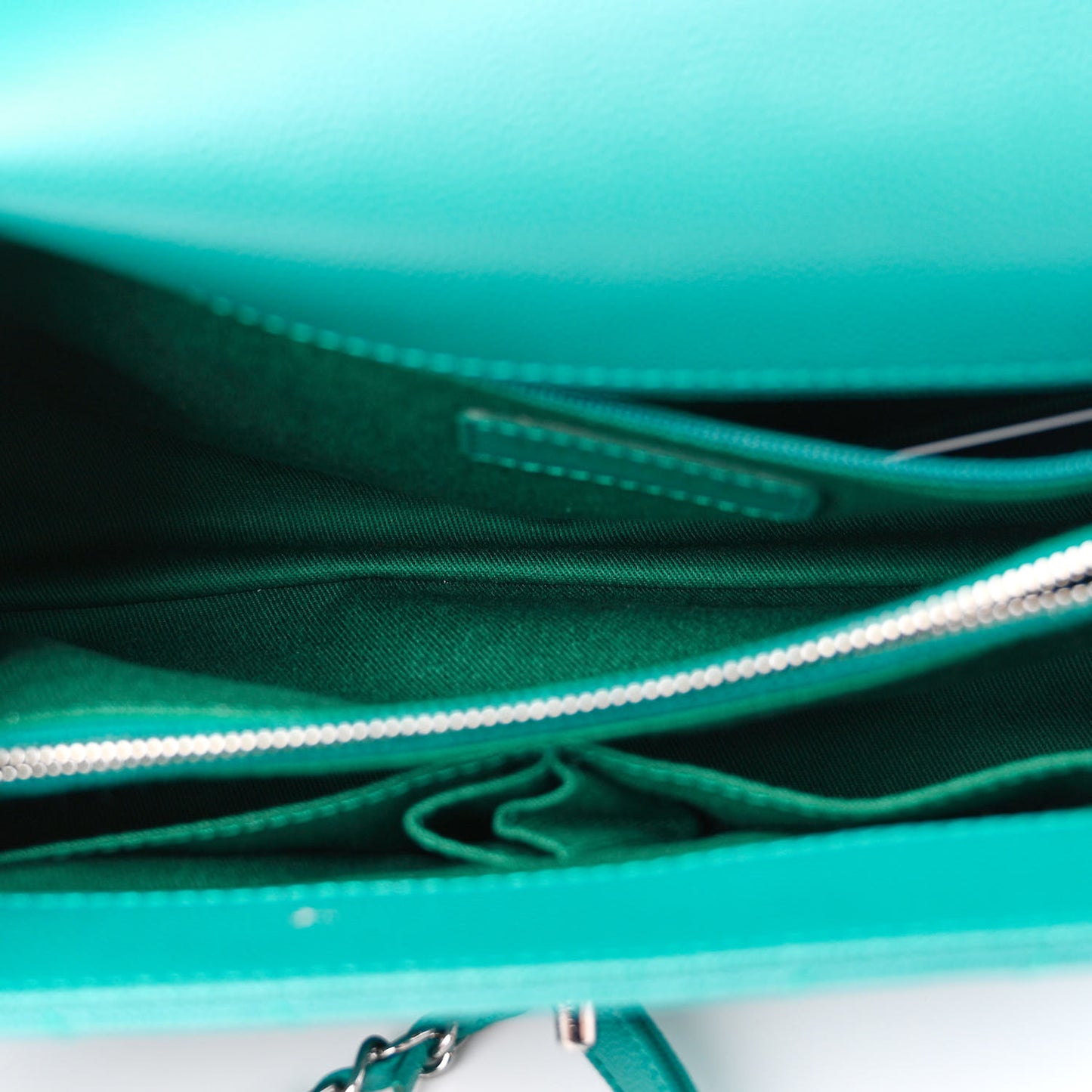 Caviar Chevron Quilted Small Coco Handle Flap Turquoise