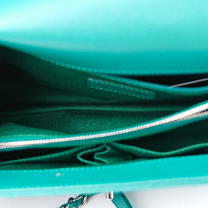 Chanel Caviar Chevron Quilted Small Coco Handle Flap Turquoise 5 of 11