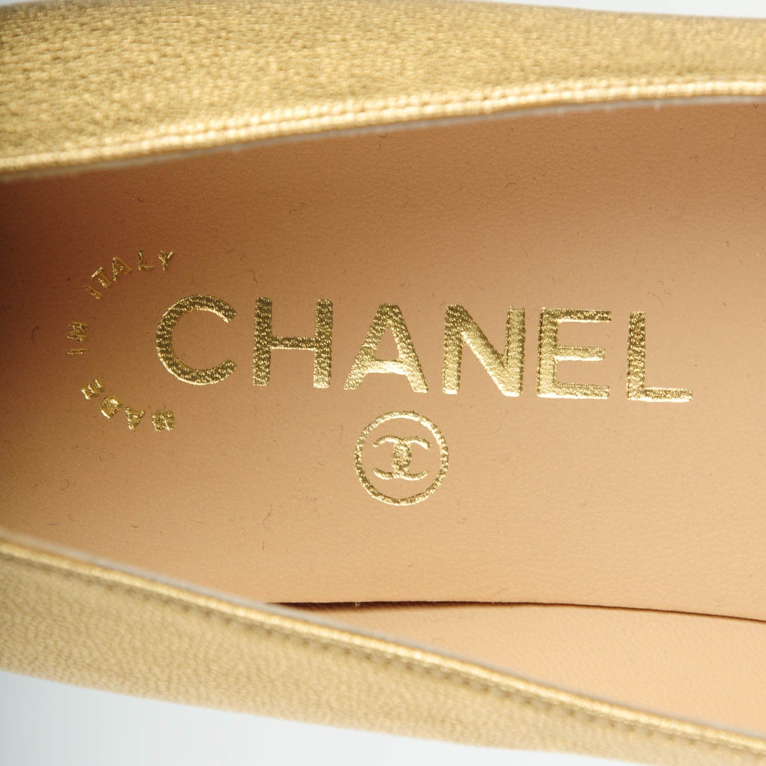 Chanel Metallic Calfskin CC Loafers 37.5 Gold 8 of 8