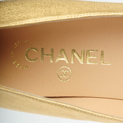 Chanel Metallic Calfskin CC Loafers 37.5 Gold 8 of 8