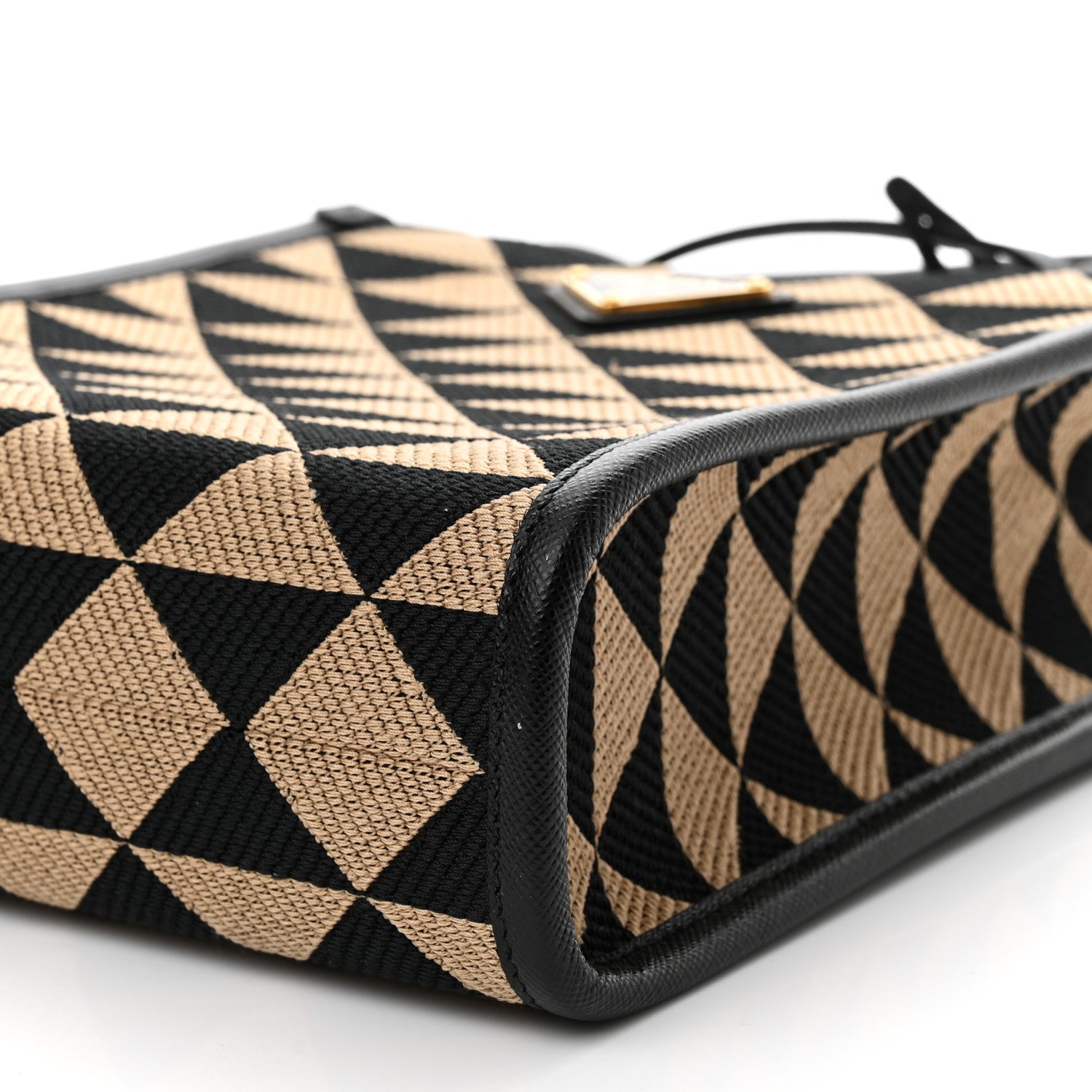 Prada Jacquard Saffiano Triangolo Symbole Embroidered Micro Tote Black Corda 8 of 9