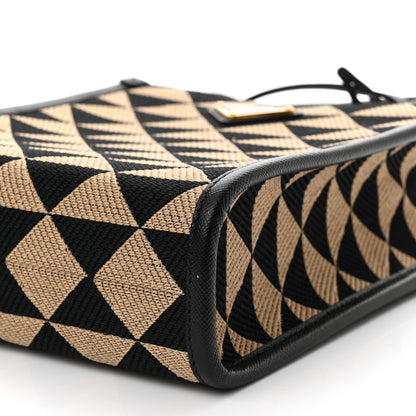 Prada Jacquard Saffiano Triangolo Symbole Embroidered Micro Tote Black Corda 8 of 9