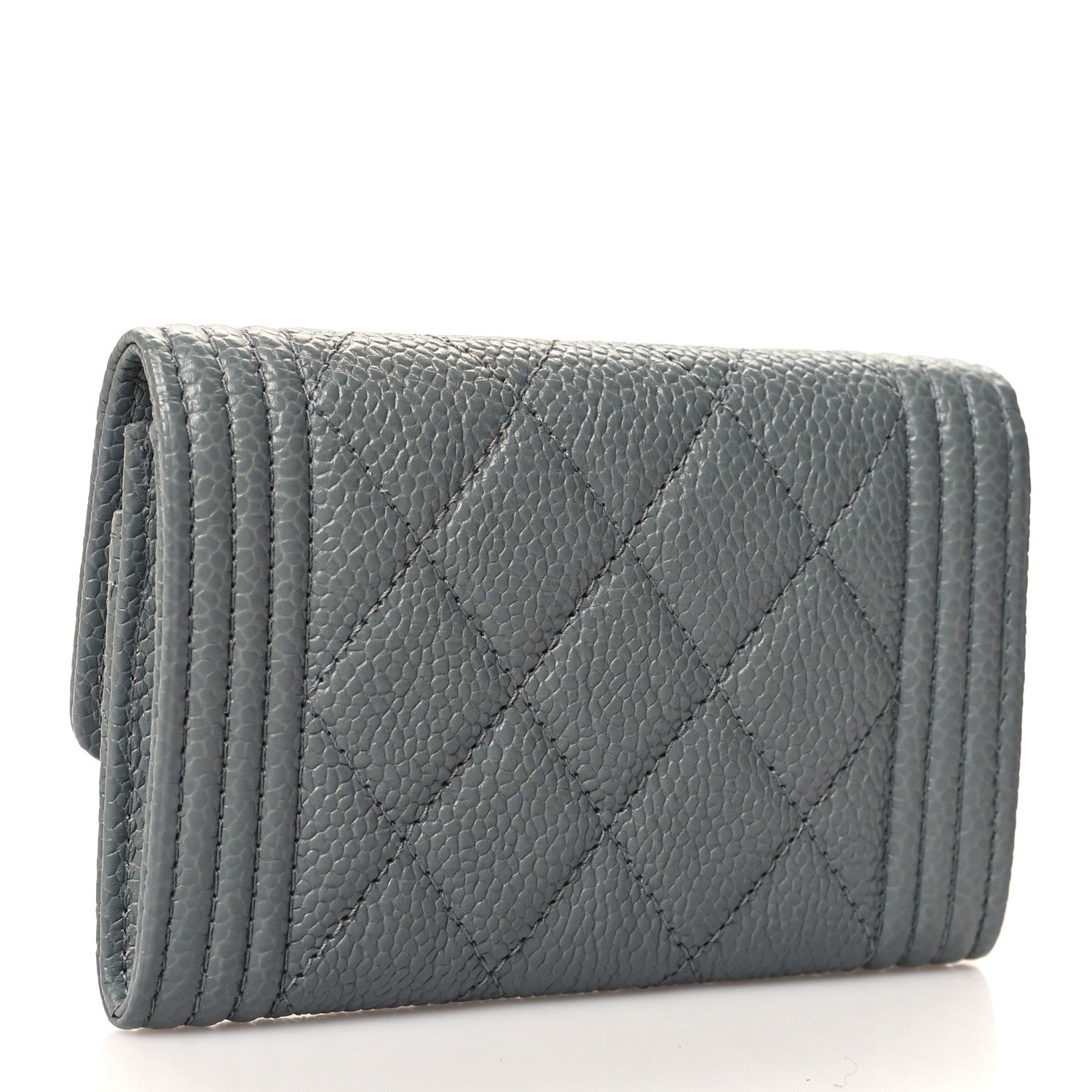 Chanel Caviar Quilted Boy Flap Card Holder Grey 3 of 9