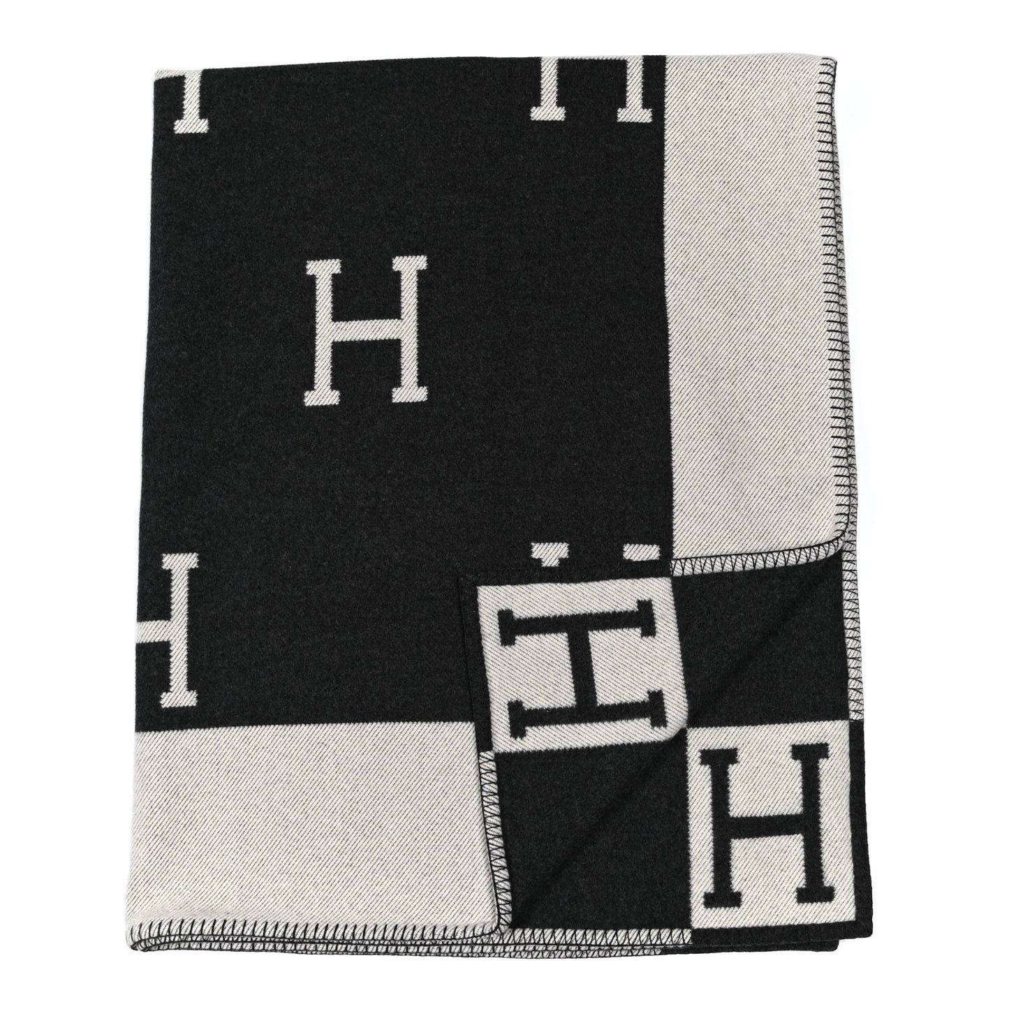 Wool Cashmere Avalon Blanket Ecru Gris Fonce