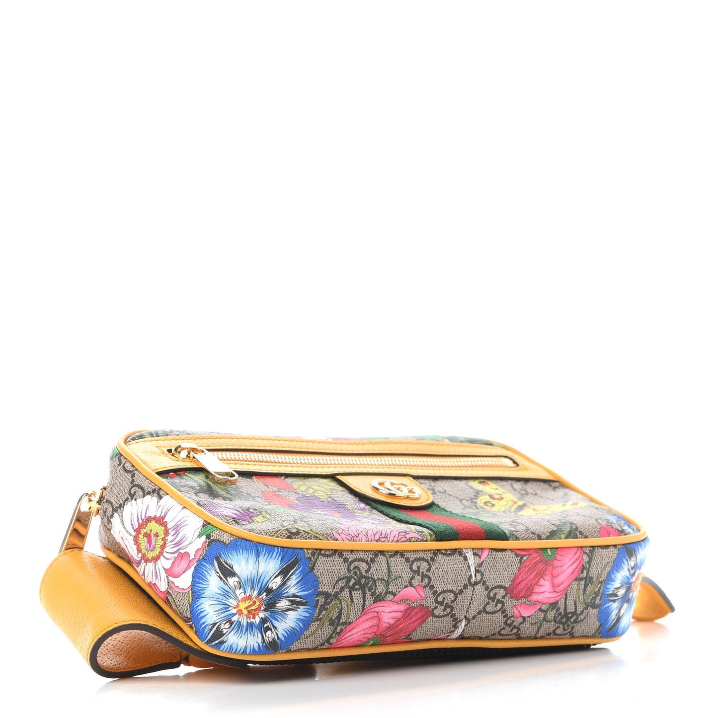 GG Supreme Monogram Flora Medium Ophidia Belt Bag Beige Multicolor Crop