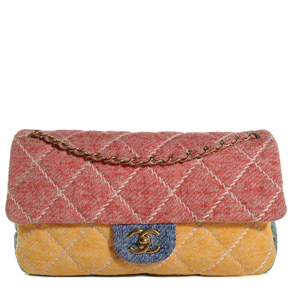 Chanel Jersey Quilted Jumbo Fabrics and Co Flap Multicolor 1 of 9