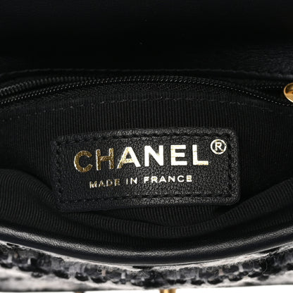 Chanel Tweed Calfskin School Memory Mini Top Handle Flap Ecru Grey Beige Black 6 of 13