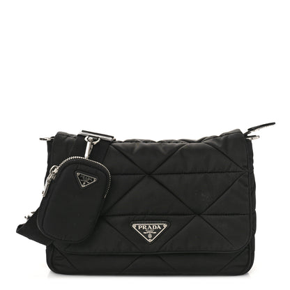 Prada Re-Nylon Quilted Padded Flap Shoulder Bag Black 1 of 9