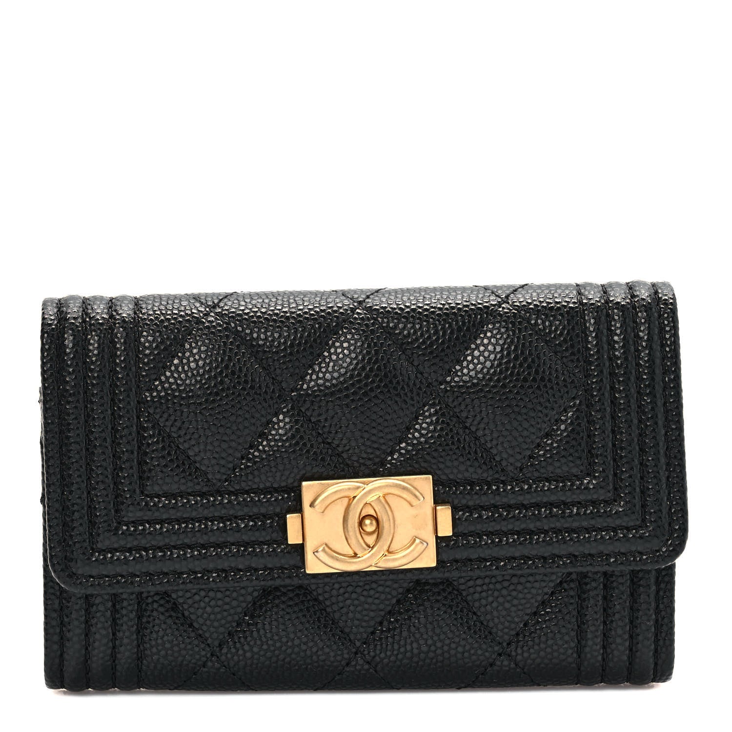 Chanel Caviar Quilted Boy Flap Card Holder Black 1 of 7