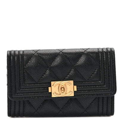 Chanel Caviar Quilted Boy Flap Card Holder Black 1 of 7