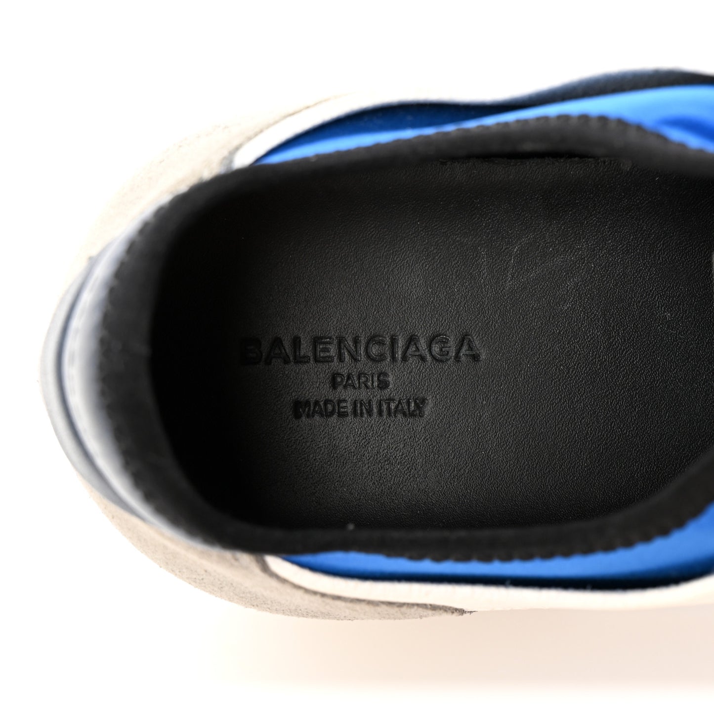 Mesh Neoprene Calfskin Suede Womens Race Runner Sneakers 37 Bleu Saphir White Black