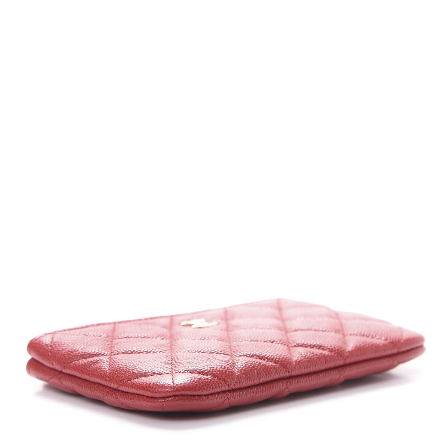 Shiny Caviar Quilted Small Cosmetic Case Red