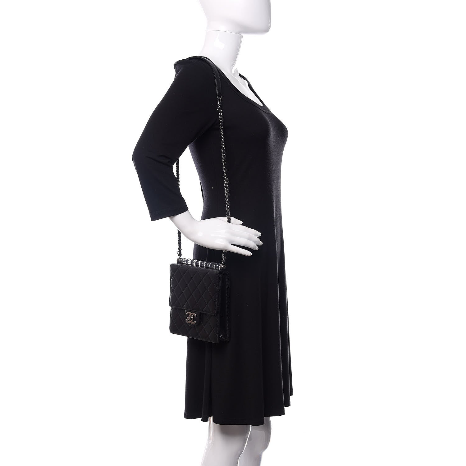 Chanel Goatskin Quilted Acrylic Beads Flap Black 2 of 10
