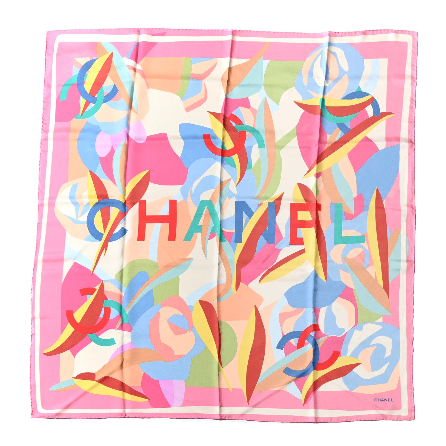 Chanel Silk CC Logo Scarf Rose 1 of 3