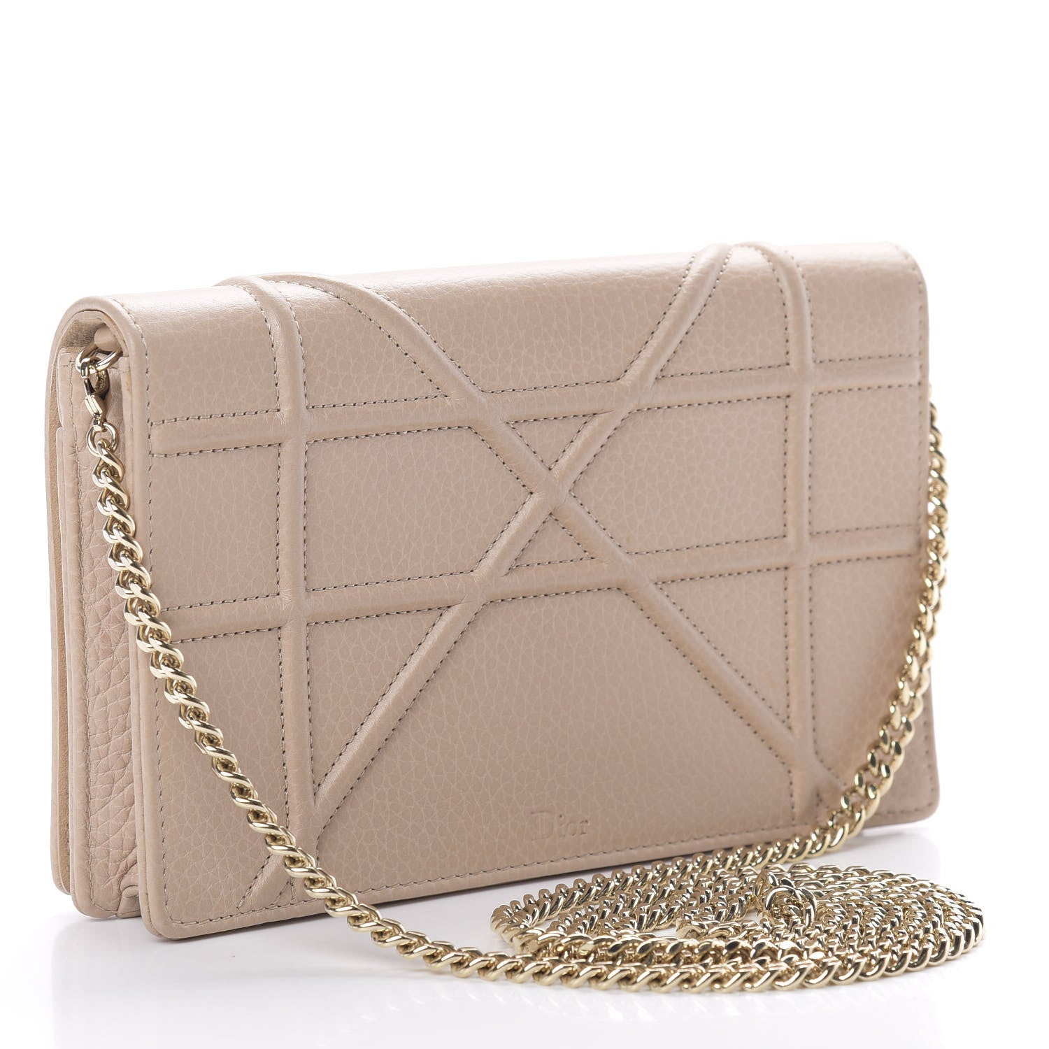 Christian Dior Grained Calfskin Diorama Wallet on Chain Pouch Nude 3 of 13