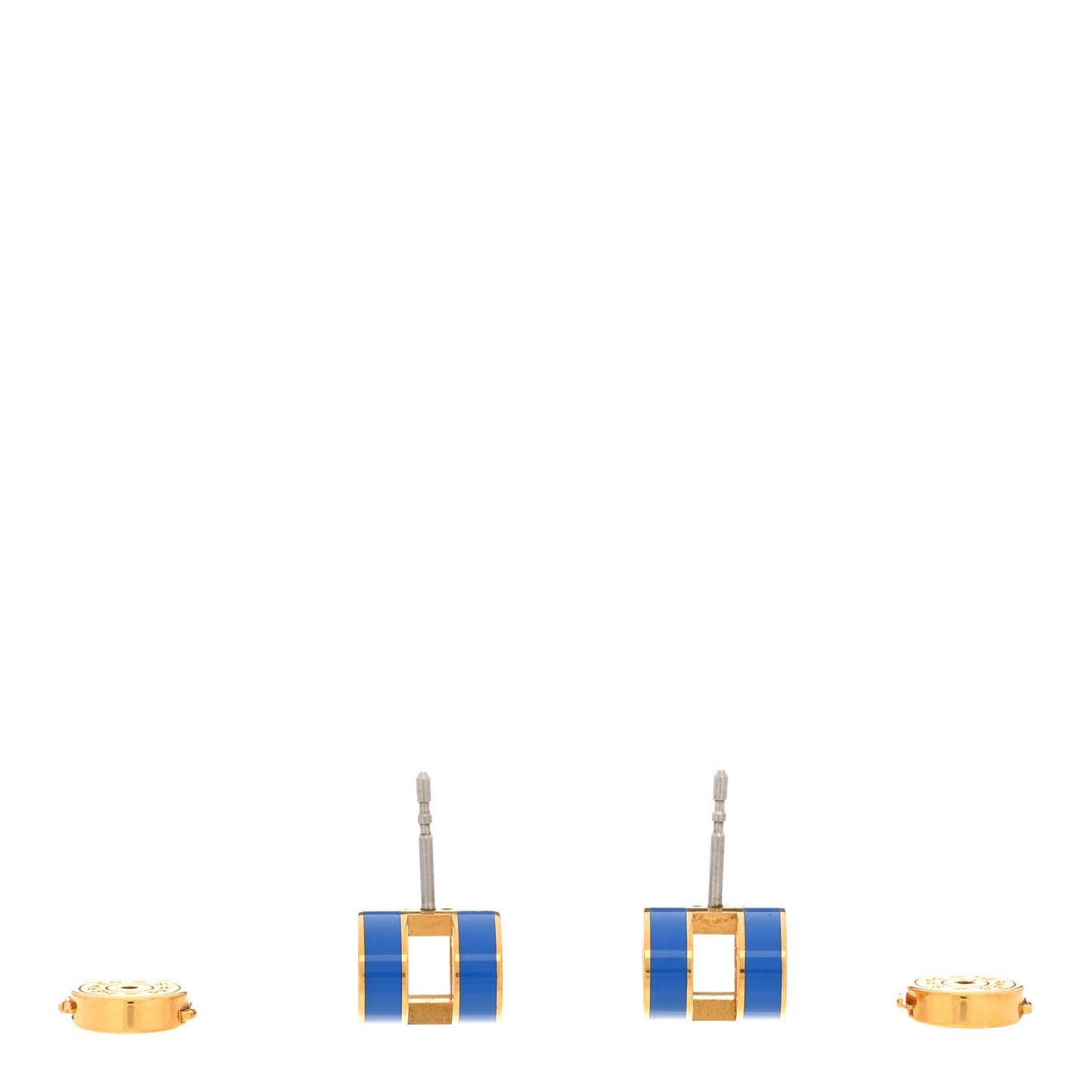 Gold Lacquered Pop H Earrings Bleu Sature