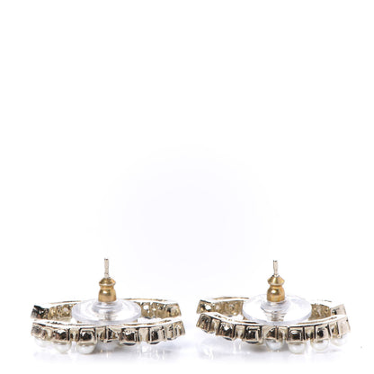 Chanel Resin Pearl CC Dazzling Domino Earrings Gold Black 3 of 5