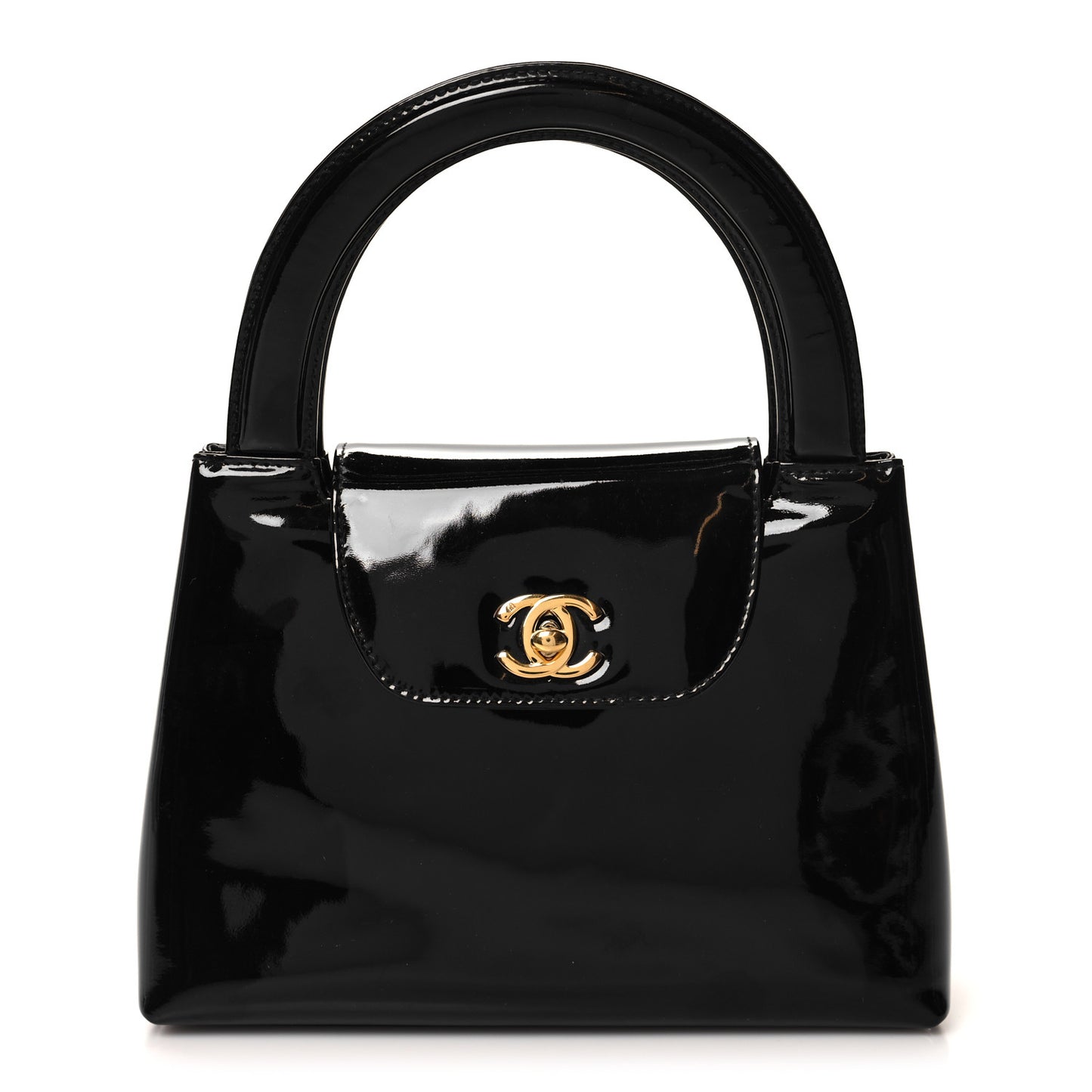 Patent Small Kelly Flap Bag Black