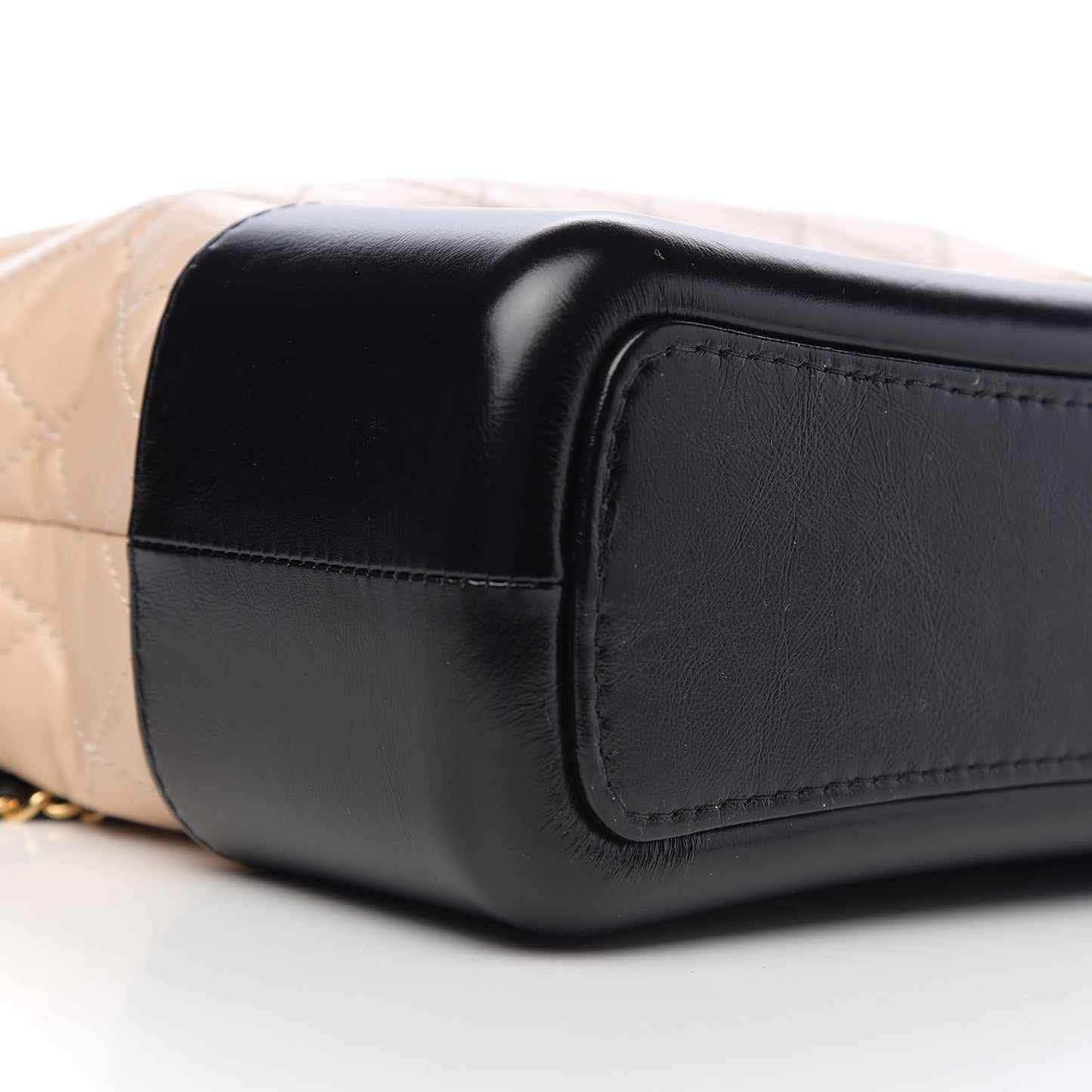 Aged Calfskin Quilted Medium Gabrielle Hobo Beige Black