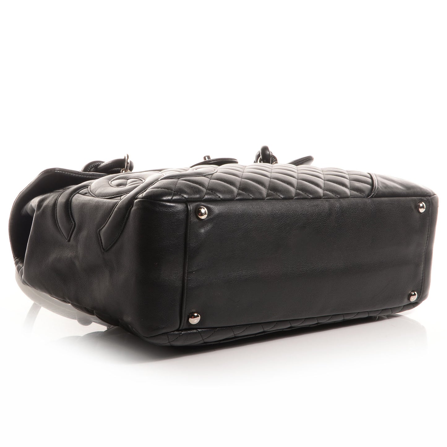 Calfskin Quilted Large Cambon Flap Black