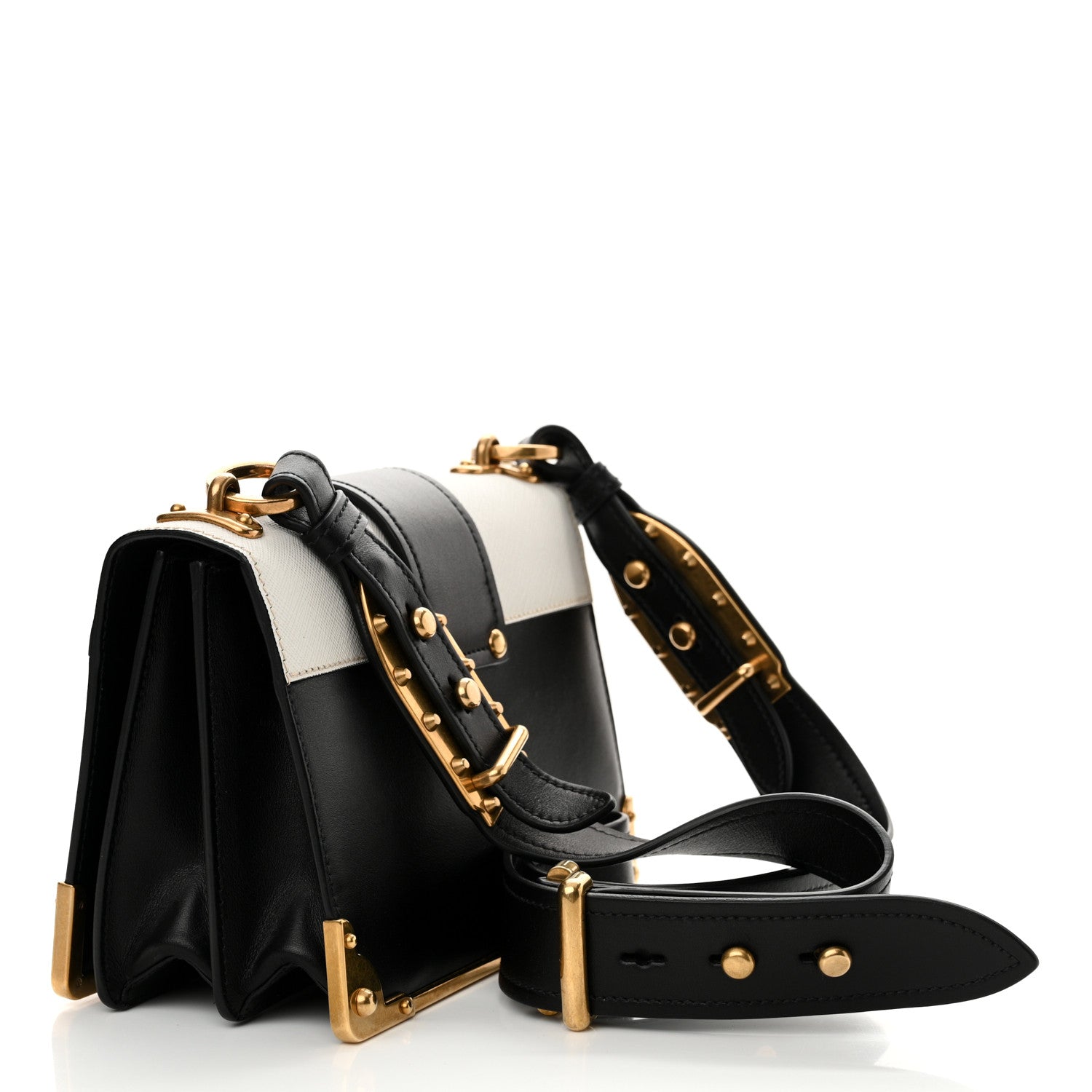 Prada City Calf Saffiano Cahier Bag Talco Black 3 of 12
