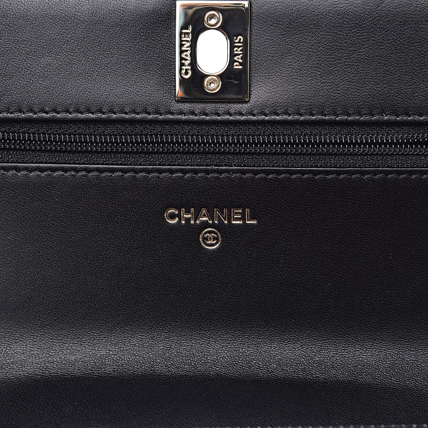 Lambskin Quilted Trendy CC Wallet On Chain WOC Black