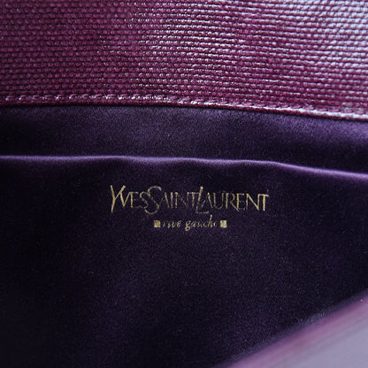 Saint Laurent Coated Linen Large Belle de Jour Clutch Prune 6 of 10