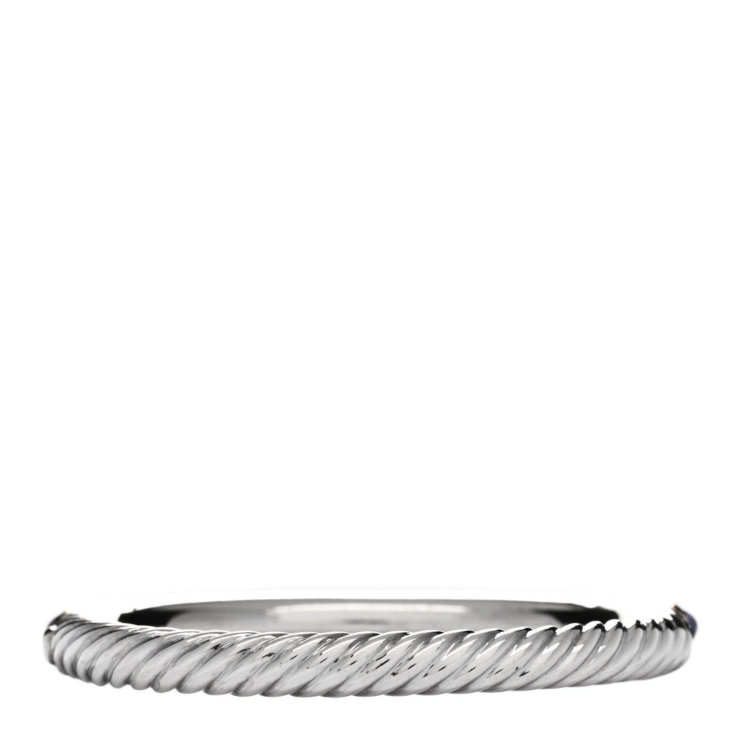 David Yurman Sterling Silver 18K Yellow Gold Iolite Turquoise Renaissance Bangle Bracelet 2 of 3