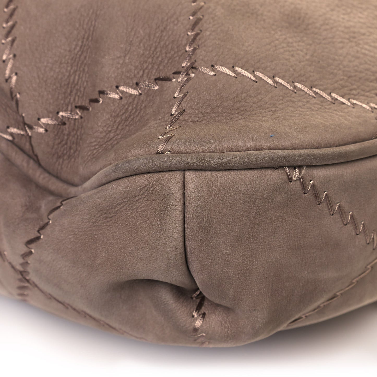 Suede Calfskin Ultimate Stitch Hobo Light Grey