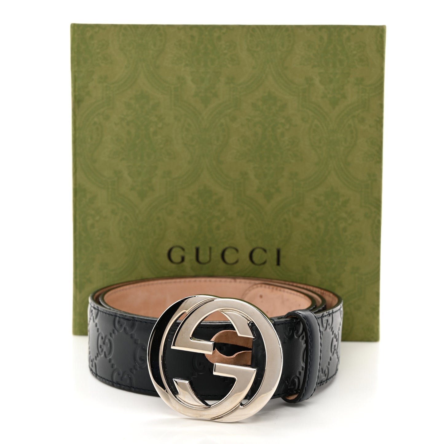 Guccissima Signature Interlocking G 40mm Belt 90 36 Black Navy