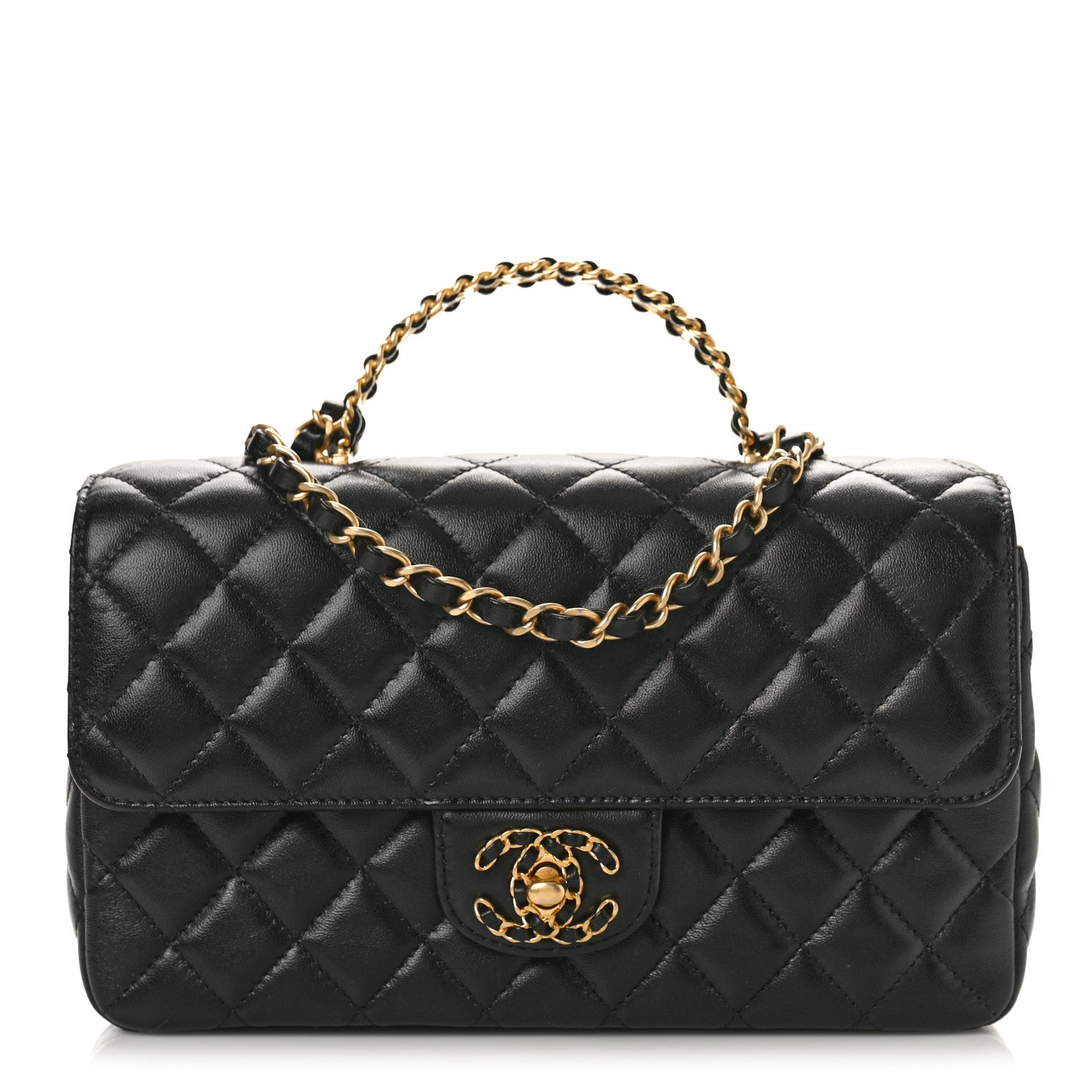 Chanel Lambskin Quilted Small Strass On Top Flap Bag Black 1 of 11