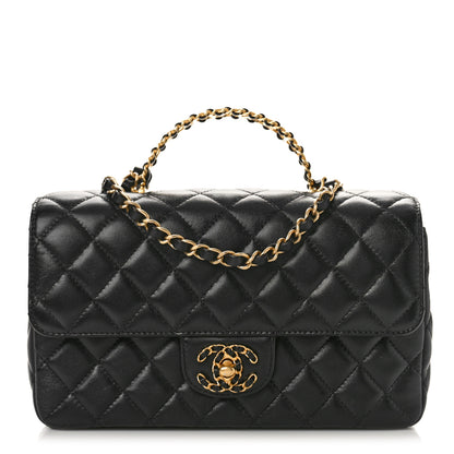 Chanel Lambskin Quilted Small Strass On Top Flap Bag Black 1 of 11