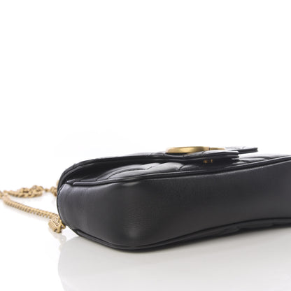 Gucci Calfskin Matelasse Super Mini GG Marmont Shoulder Bag Black 8 of 10