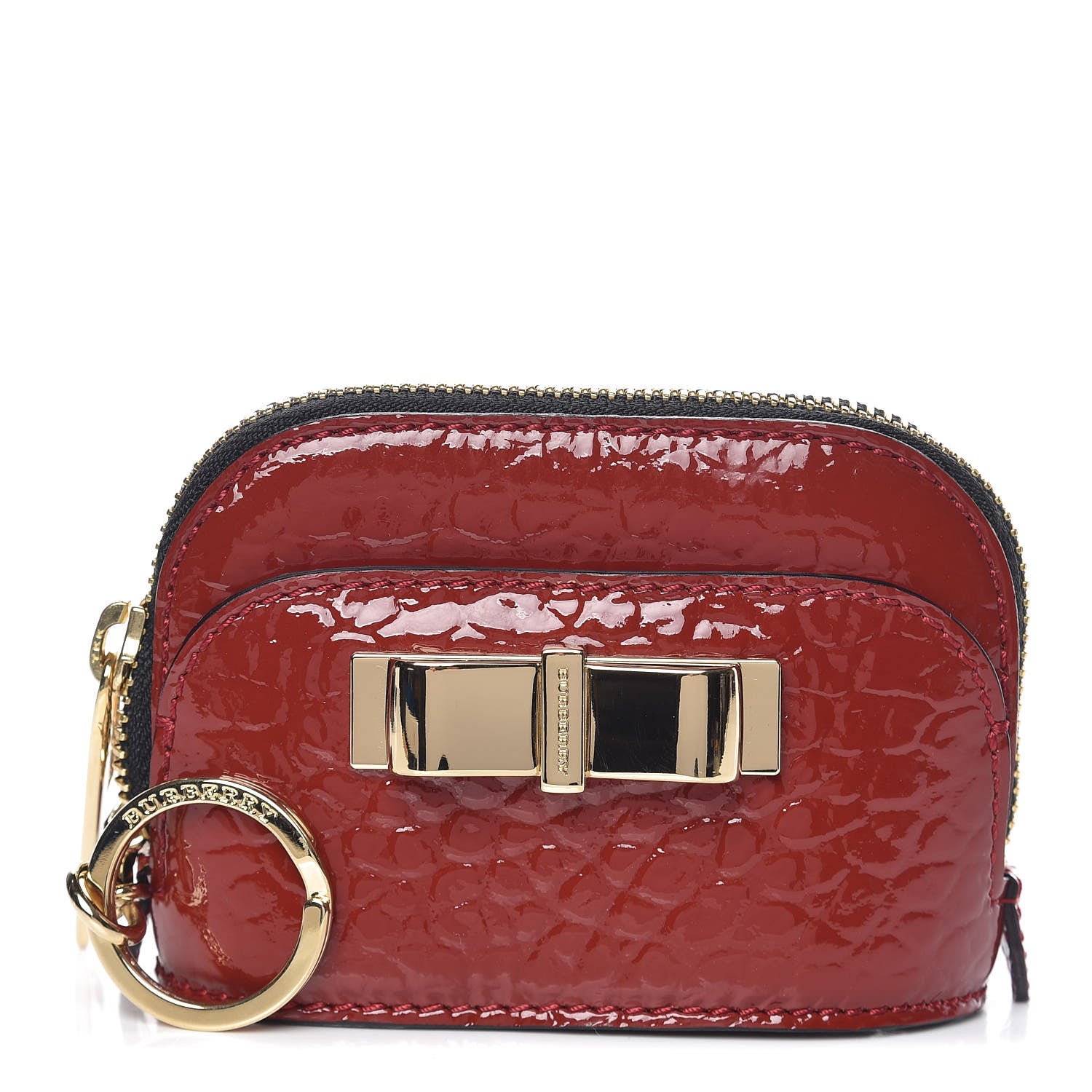 Burberry Heritage Patent Grain Extra Mini Bow Harrogate Coin Purse Military Red 1 of 7