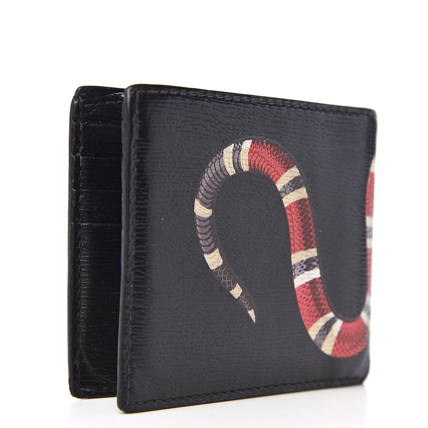 Shangai Calfskin Kingsnake Bi-Fold Wallet Black