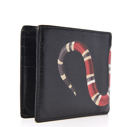Gucci Shangai Calfskin Kingsnake Bi-Fold Wallet Black 2 of 7