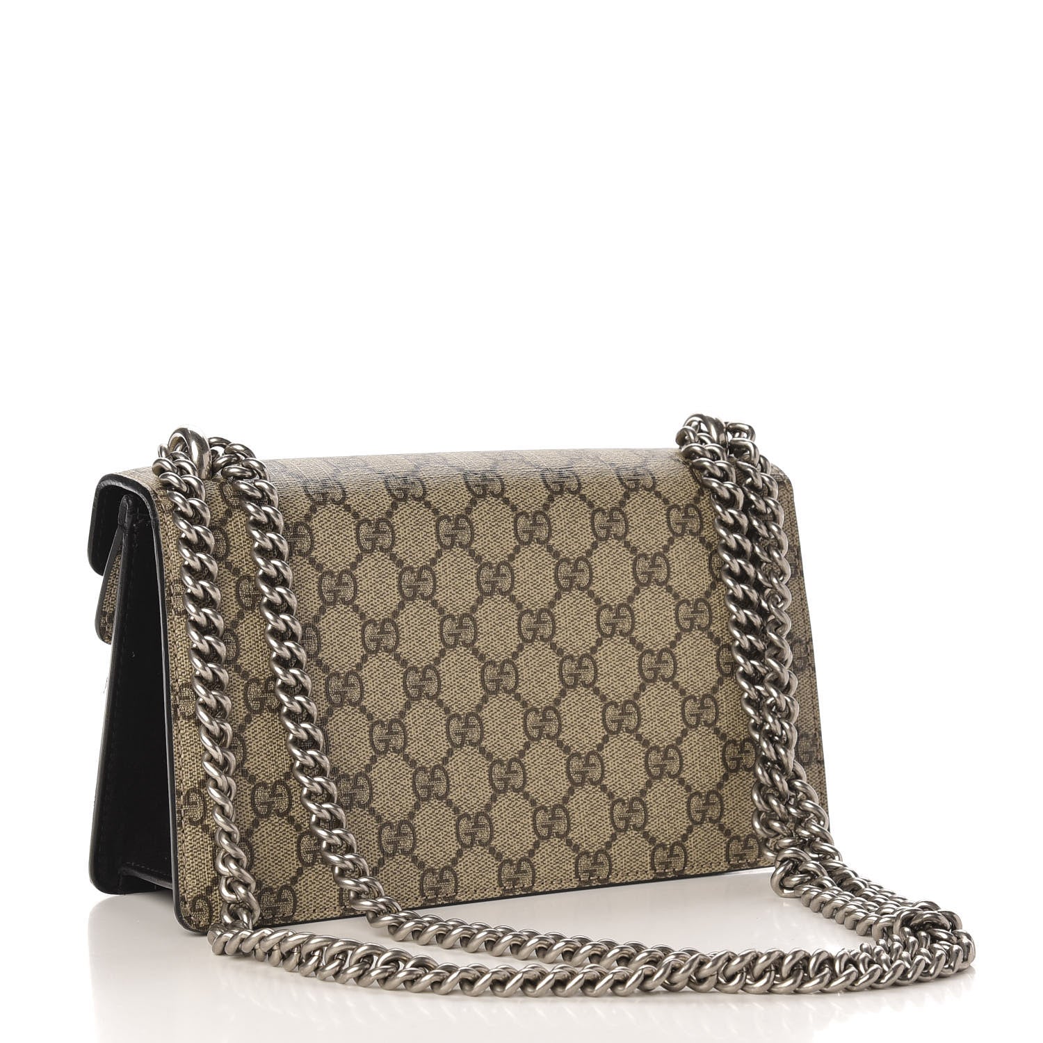 Gucci GG Supreme Monogram Suede Crystal Small Dionysus Shoulder Bag Beige Ebony Black 3 of 13