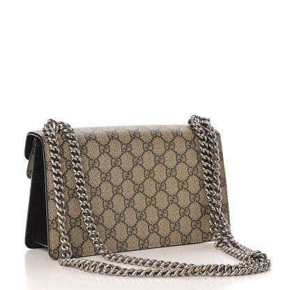 Gucci GG Supreme Monogram Suede Crystal Small Dionysus Shoulder Bag Beige Ebony Black 3 of 13