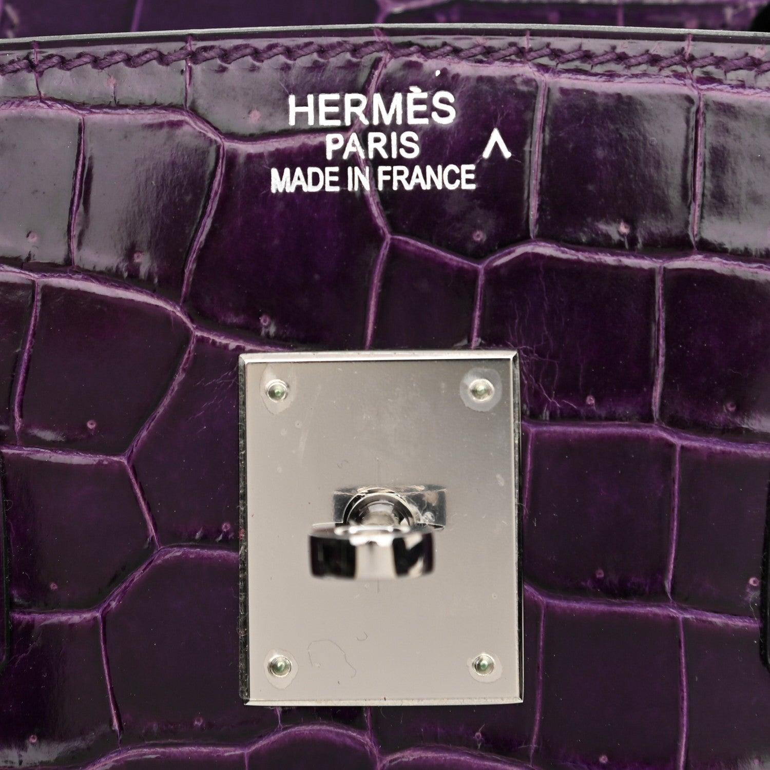 Hermes Shiny Porosus Crocodile Birkin 35 Amethyst 5 of 10