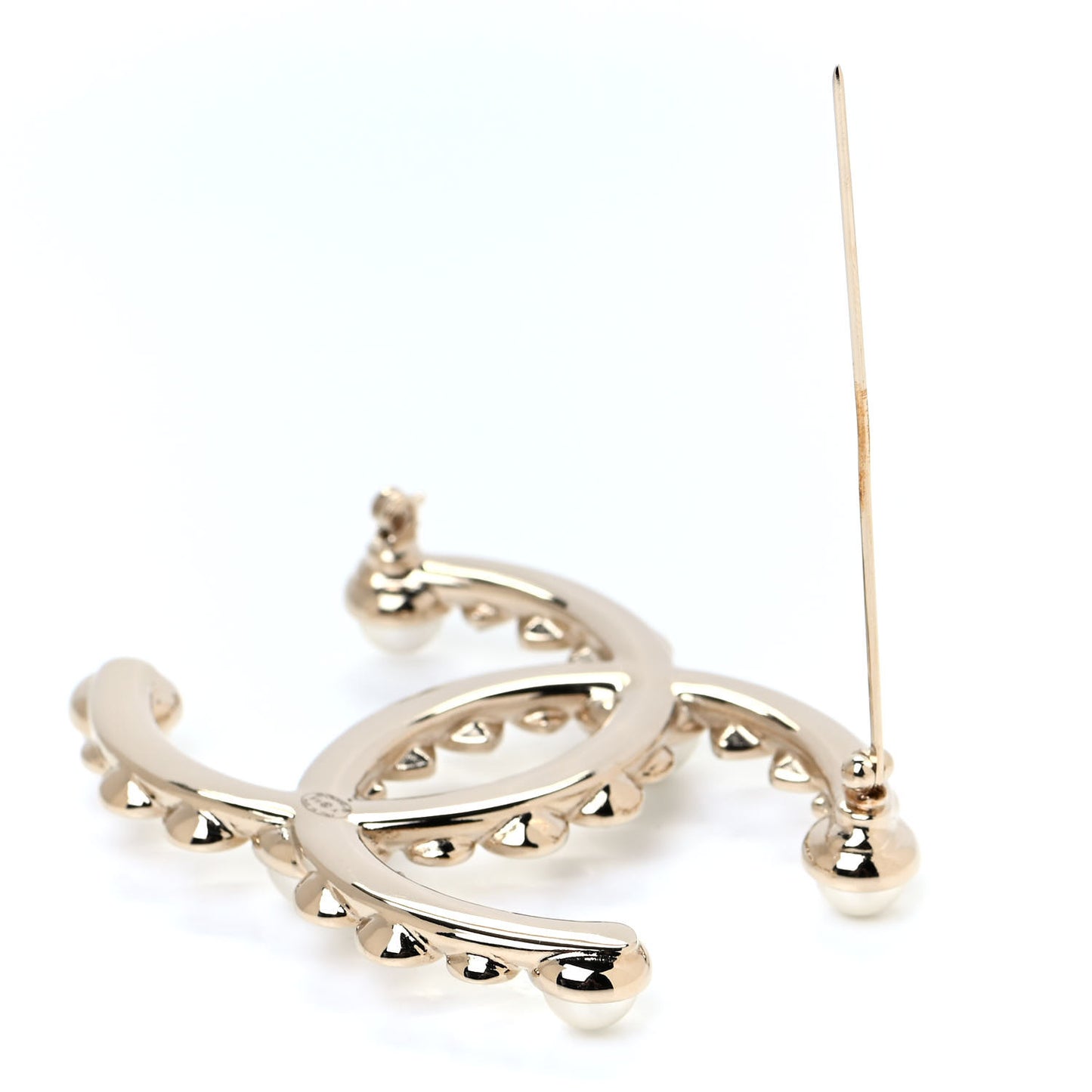 Pearl Crystal CC Brooch Gold