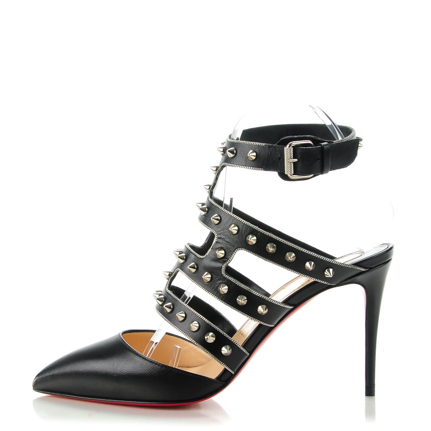 Christian Louboutin Kid Tchicaboum 85 Pumps 37 Black Silver 1 of 7