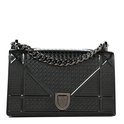 Christian Dior Metallic Patent Micro-Cannage Small Diorama Flap Bag Onyx Black 1 of 10