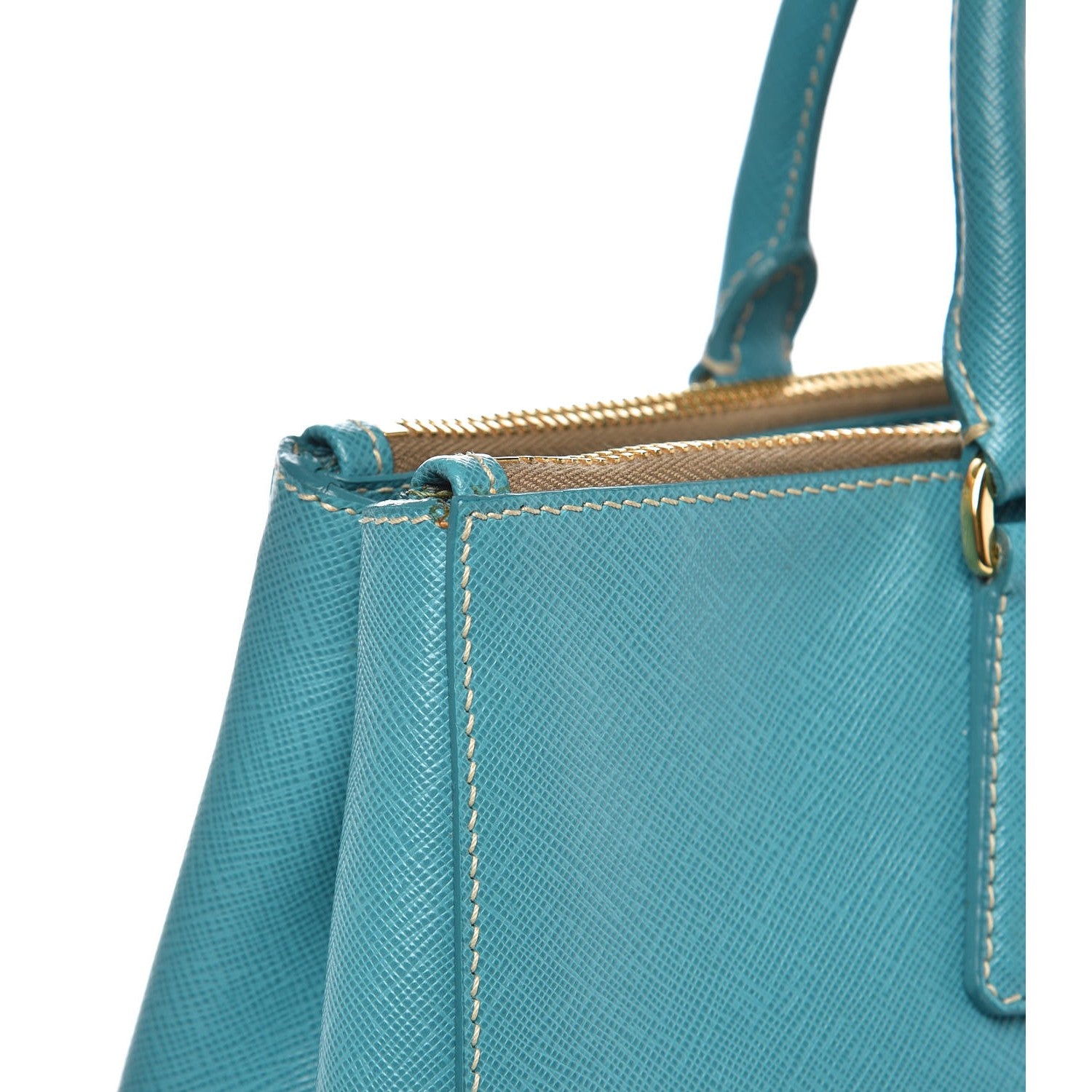 Prada Saffiano Galleria Small Double Zip Tote Turchese 9 of 9