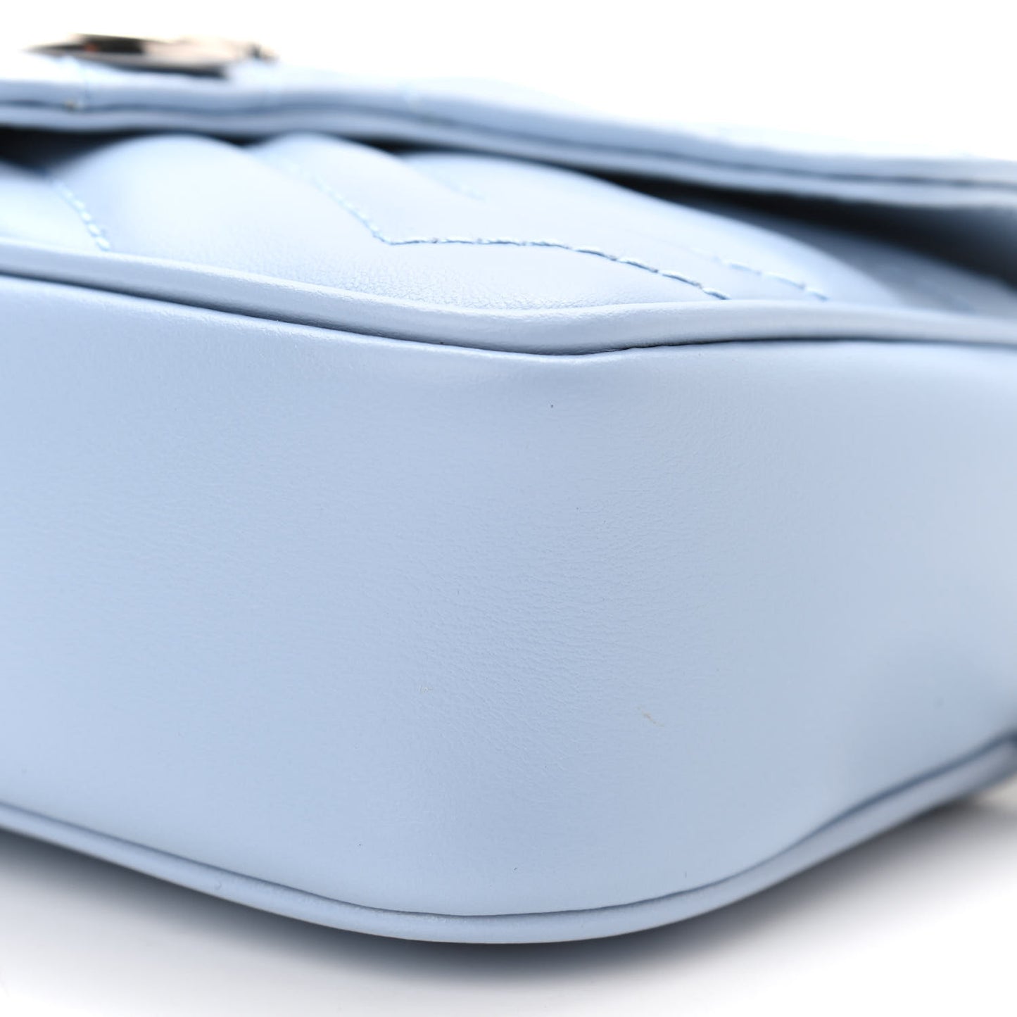Calfskin Matelasse Super Mini GG Marmont Shoulder Bag Porcelain Light Blue