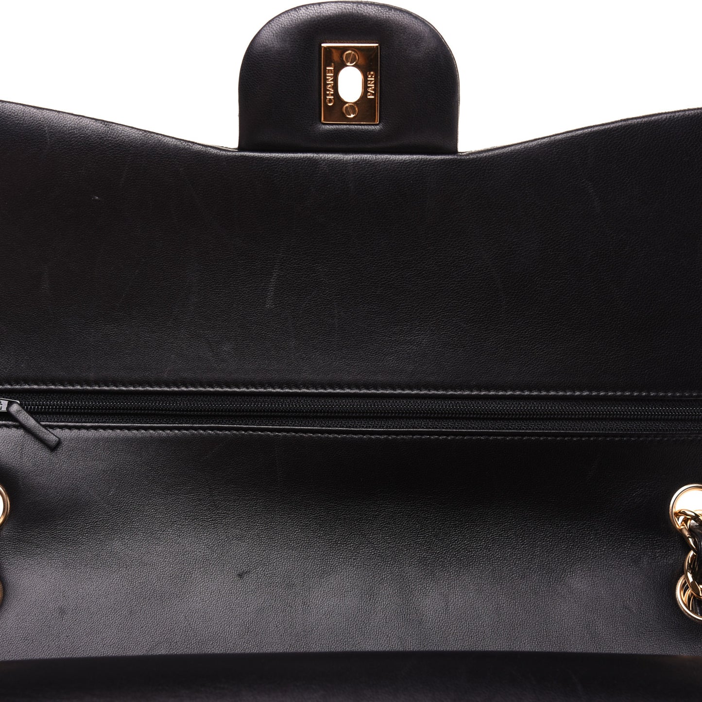 Lambskin Quilted Jumbo Double Flap Black