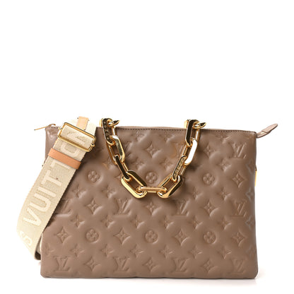Louis Vuitton Lambskin Embossed Monogram Coussin MM Taupe 1 of 9